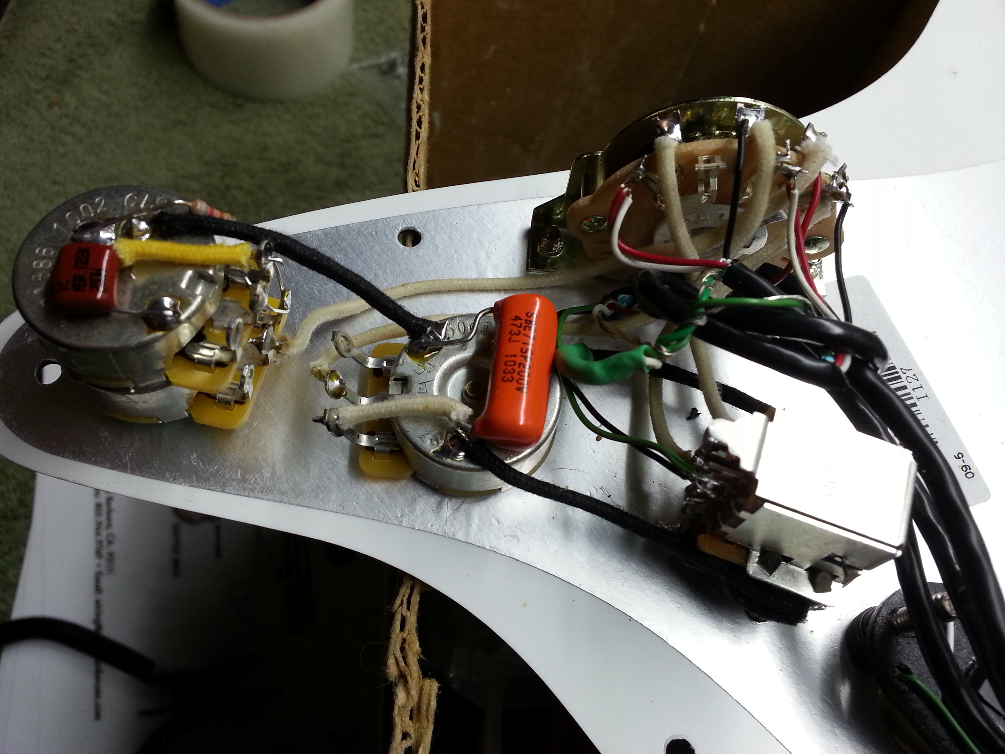 3 humbucker strat pickguard with splits and TBX ... custom strat wiring 